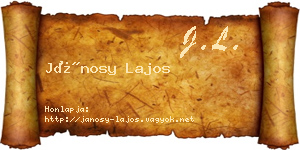 Jánosy Lajos névjegykártya